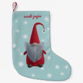 Gnome Snowflake Personalisiert Aquamarin Kleiner Weihnachtsstrumpf (Vorderseite)