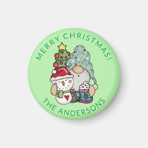 Gnome Snowman Christmas Magnet