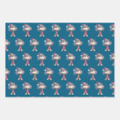 gnome, snowman,  cute tired santa elf cat geschenkpapier set (Vorderseite 3)