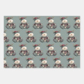 gnome, snowman,  cute tired santa elf cat geschenkpapier set (Vorderseite 2)