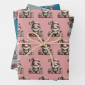 gnome, snowman,  cute tired santa elf cat geschenkpapier set (Beispiel)