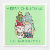 Gnome Snowman Weihnachts-Party Serviette (Vorderseite)