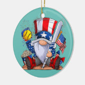 Gnome Softball 4. Juli Patriotische Gnomes Keramik Ornament (Links)