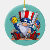 Gnome Softball 4. Juli Patriotische Gnomes Keramik Ornament (Hinten)