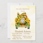 Gnome Sonnenblumen Bienen Kinderdusche Einladungen (Vorderseite)