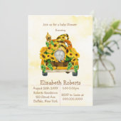 Gnome Sonnenblumen Bienen Kinderdusche Einladungen (Stehend Vorderseite)