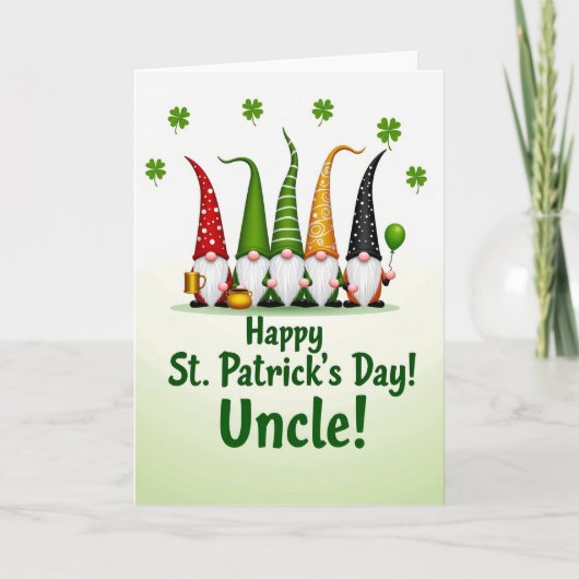 Gnome St. Patrick's Day Onkel Karte (Vorderseite)