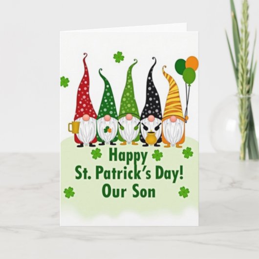 Gnome St Patricks Day Son Card Karte (Vorderseite)