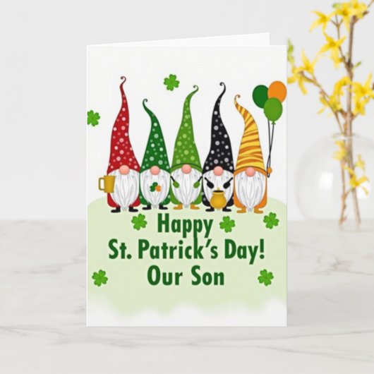 Gnome St Patricks Day Son Card Karte (Gelbe Blume)
