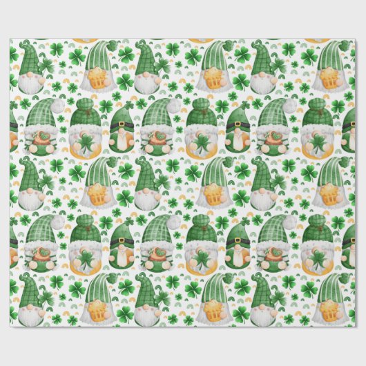 Gnome St. Patrick's Day Wrapping Paper Geschenkpapier (Flach)