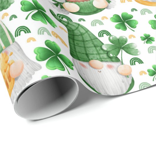 Gnome St. Patrick's Day Wrapping Paper Geschenkpapier (Rolleneckpunkt)