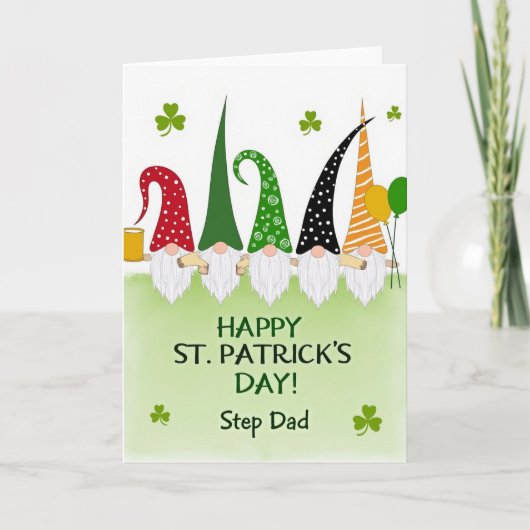 Gnome St Patricks Step Dad Glitter Card Karte (Vorderseite)