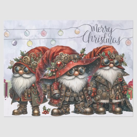 Gnome Steampunk Winter Weihnachten Seidenpapier (Vorderseite)
