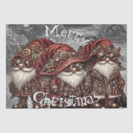Gnome Steampunk Winter Weihnachten Seidenpapier (Vorderseite)