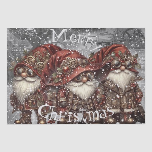 Gnome Steampunk Winterweihgabepapier Seidenpapier (Vorderseite)