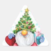 Gnome Sticker mit Weihnachtsbaumhut und Geschenk (Vorderseite)