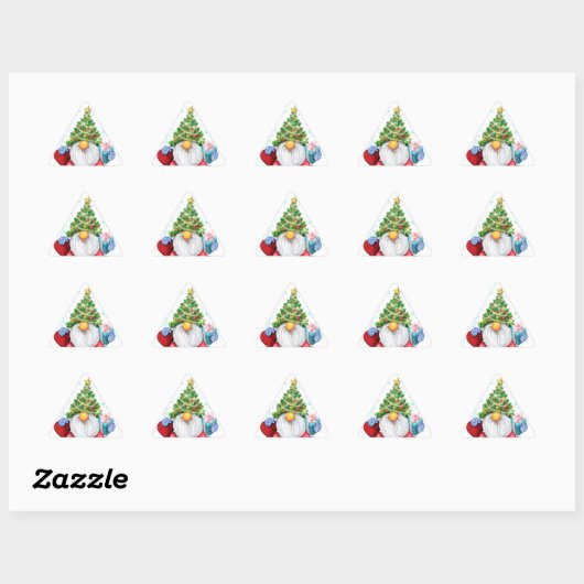 Gnome Sticker mit Weihnachtsbaumhut und Geschenk (Blatt)