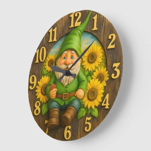 Gnome Sunshine Elf Garden Clock Große Wanduhr (Winkel)