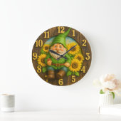 Gnome Sunshine Elf Garden Clock Große Wanduhr (Zuhause)