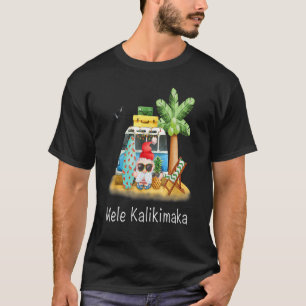 Gnome Surfboard Palm Tree Beach Hawaiian Mele Kali T-Shirt