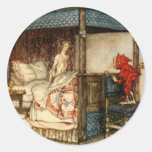 Gnome Surprise von Arthur Rackham Runder Aufkleber