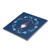 Gnome Sweet Gnome Blue Modern Elf Blumenreath Fliese (Seite)