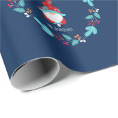 Gnome Sweet Gnome Blumenkreath Custom Foto Blue Geschenkpapier (Rolleneckpunkt)