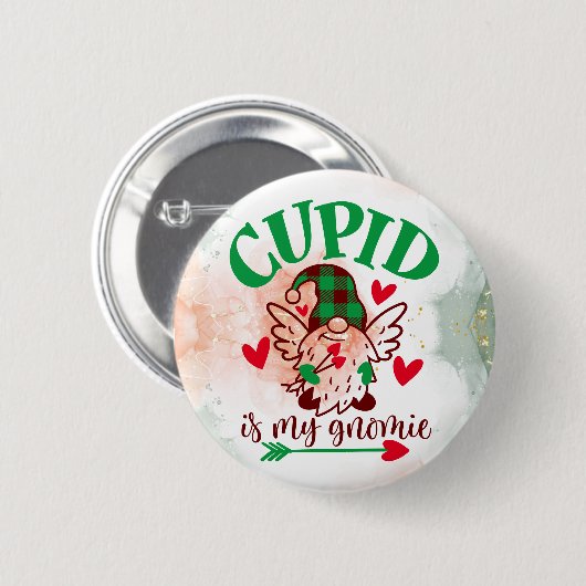 Gnome Sweet Gnome: Cupid ist Meine Gnomie-Taste Button (Vorne & Hinten)