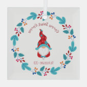 Gnome Sweet Gnome Elf Blumenreath Whimsical Fun Ornament Aus Glas (Rückseite)