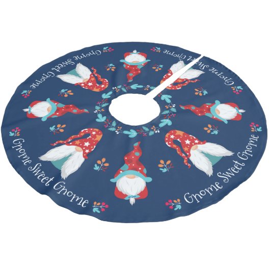 Gnome Sweet Gnome Niedlich Modern Simple Holiday B Polyester Weihnachtsbaumdecke (Schrägansicht)