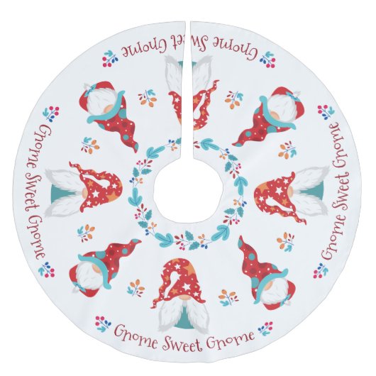 Gnome Sweet Gnome Niedlich Modern Simple Holiday E Polyester Weihnachtsbaumdecke (Vorderseite)