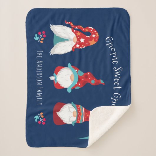 Gnome Sweet Gnome Niedlich Moderne Holiday Elf Nav Sherpadecke (Vorderseite)