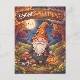 Gnome Sweet Haunt Halloween Wald Illustration Postkarte