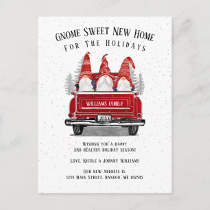 Gnome Sweet New Home Vintage-Roter LKW Umzug Ankündigungspostkarte