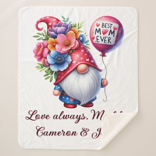 Gnome-tastische Mama: Personalisiert bester Mutter Sherpadecke (Vorderseite)