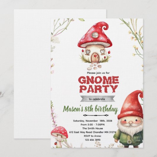 Gnome theme party invitation einladung (Vorne/Hinten)