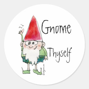 Gnome Thyself Cartoon-Aufkleber Runder Aufkleber