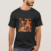 Gnome Turkey Mops Erntedank Eigentümer Herbstlaub T-Shirt (Vorderseite)