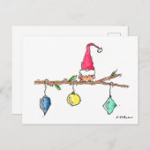 Gnome, Twig und Ornamente Weihnachten Postkarte (Vorne/Hinten)