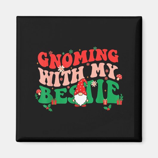 Gnome Twinning With My Ie Funny Matching Christmas Magnet (Vorne)