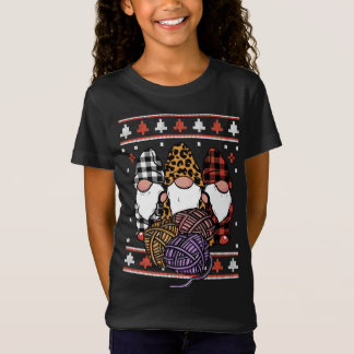 Gnome Ugge Christmas Pajama Kariert Leopard Print  T-Shirt
