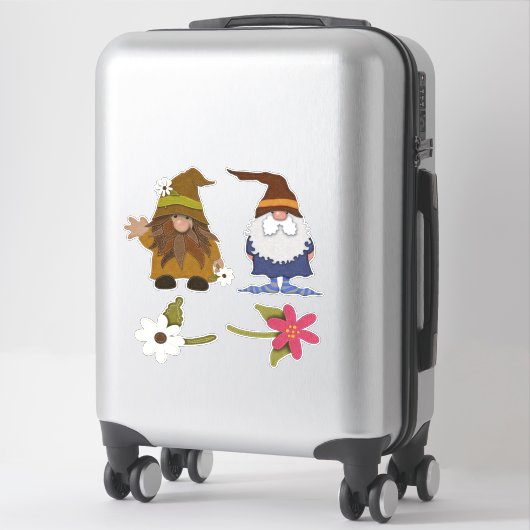 Gnome und Blume groß Aufkleber (Koffer)