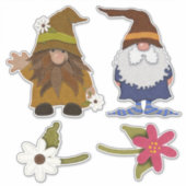 Gnome und Blume groß Aufkleber (Vorderseite)