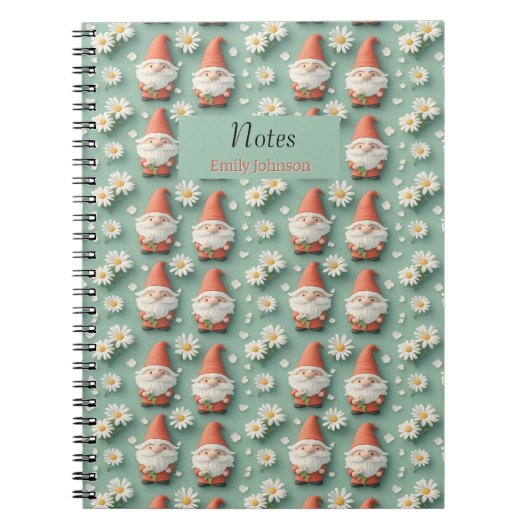 Gnome und Daisy Seamless Muster Garden Design Notizblock (Vorderseite)