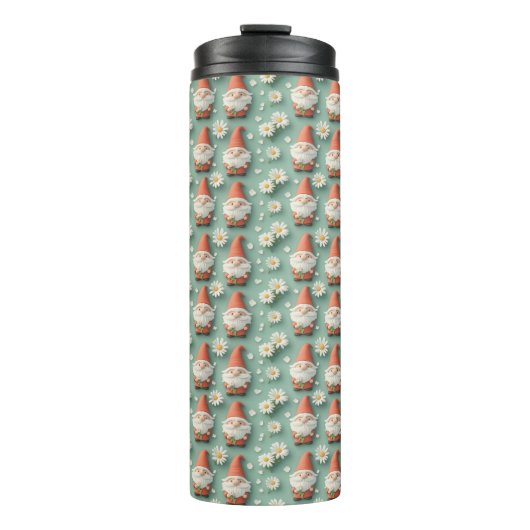 Gnome und Daisy Seamless Muster Garden Design Thermosbecher (Vorderseite)