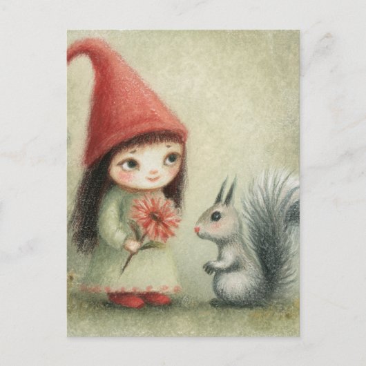 Gnome und das Eichhörnchen Postkarte (Vorderseite)