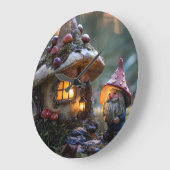 Gnome und ein Pilzhaus, Fantasy Design Große Wanduhr (Winkel)