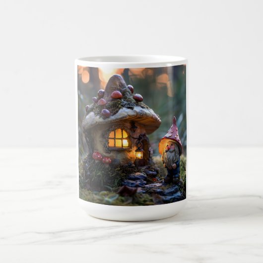 Gnome und ein Pilzhaus, Fantasy Design Kaffeetasse (Mittel)