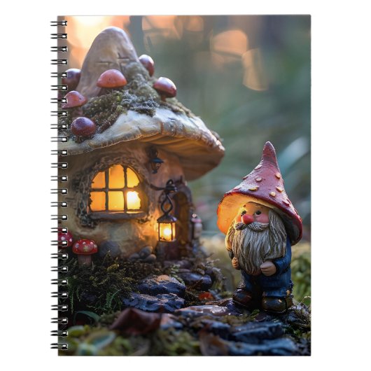 Gnome und ein Pilzhaus, Fantasy Design Notizblock (Vorderseite)
