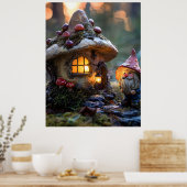 Gnome und ein Pilzhaus, Fantasy Design Poster (Küche)